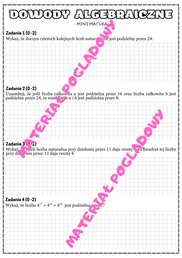 MINI MATURA. MATEMATYKA. Dowody algebraiczne i geometryczne.