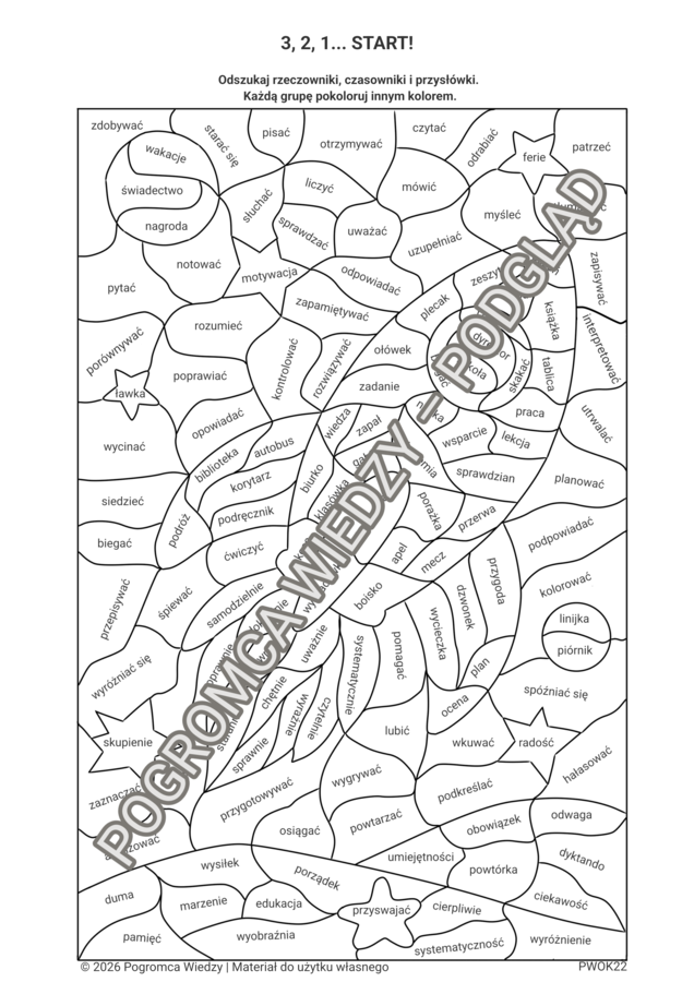 Kosmiczna podróż - start i podsumowanie + klucz odpowiedzi