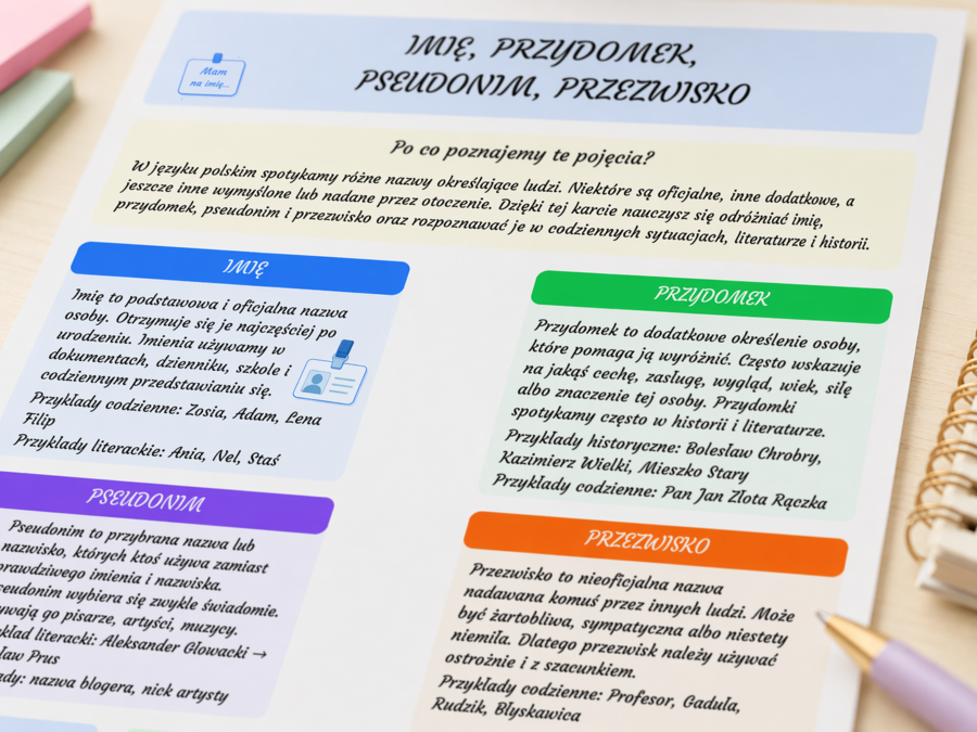 Imię, przydomek, pseudonim, przezwisko