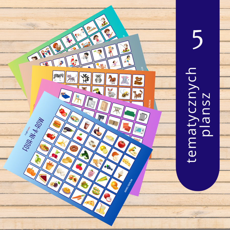 5 tematycznych plansz | 4 in a row | I spy...