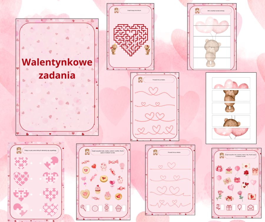 Walentynkowe karty pracy dla przedszkolaków
