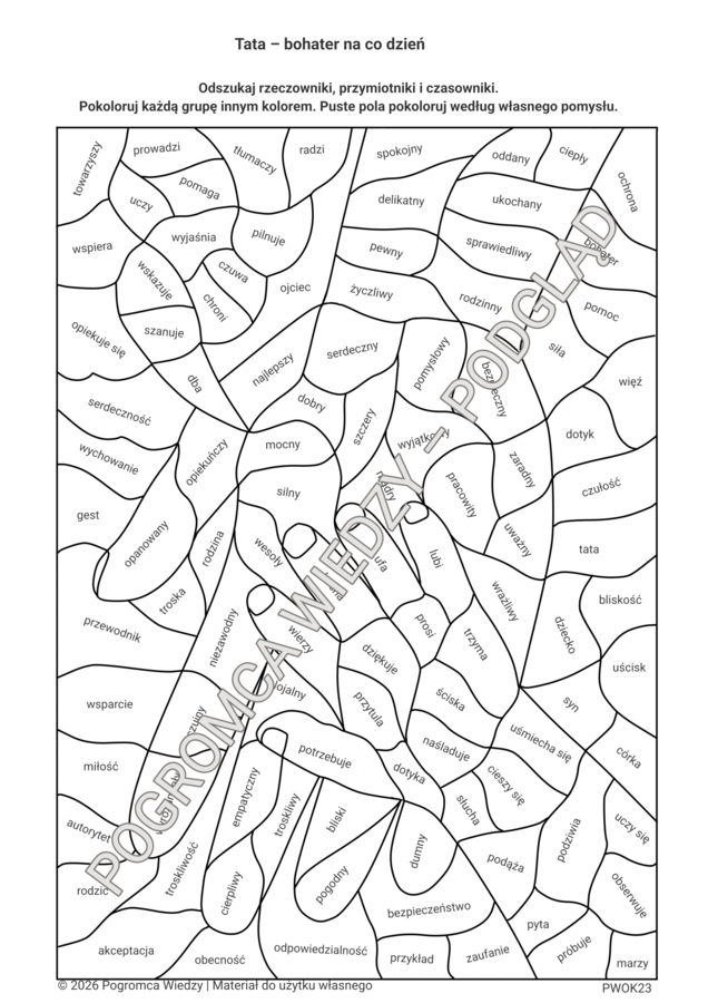 Tata - bohater na co dzień - karta pracy + klucz odpowiedzi