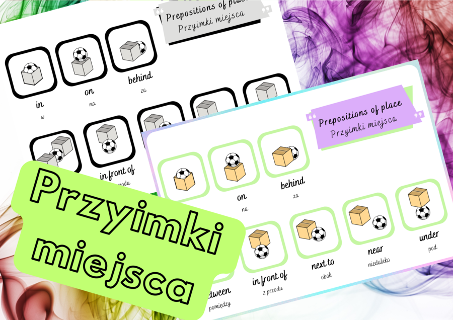 Przyimki miejsca - angielska wklejka do zeszytu - PLAKAT
