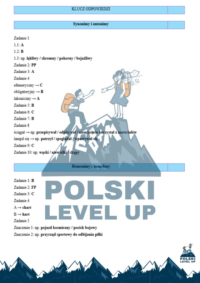 Test  leksyka  E8_50 zadań+ klucz_Polski Level Up