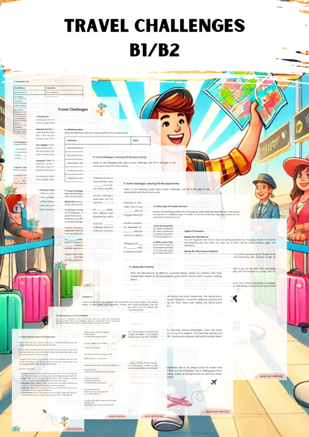 ZESTAW 3 WAKACYJNYCH LEKCJI ANGIELSKIEGO B1/B2. Karty pracy. Worksheet. Gotowe lekcje.