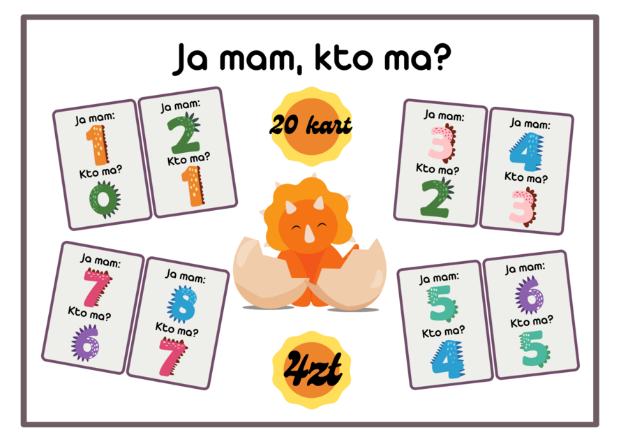 Gra: Ja mam, kto ma? 20 kart - Dzień Dinozaura - Dinozaurowe cyfry