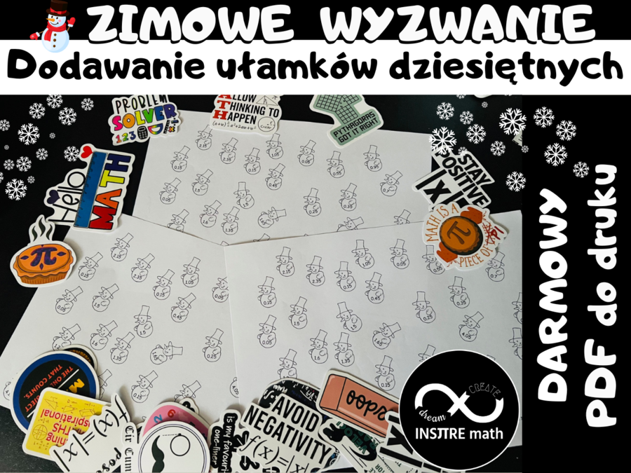 Darmowe Zimowe Matematyczne Wyzwanie. Dodawanie ułamków dziesiętnych.