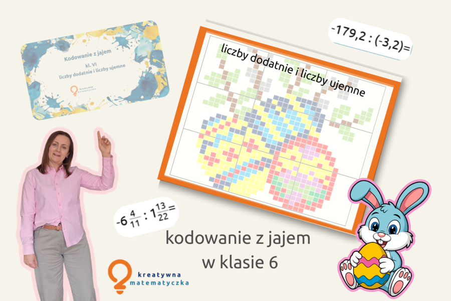 Kodowanie z jajem. Działania na liczbach dodatnich i ujemnych. Klasy 6-8. Zajęcia wyrównawcze, zastępstwo.