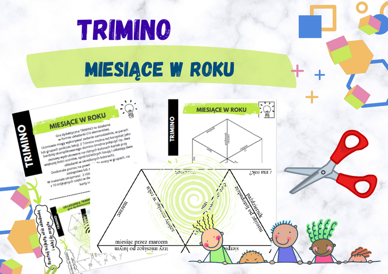 Miesiące w roku - układanka trimino