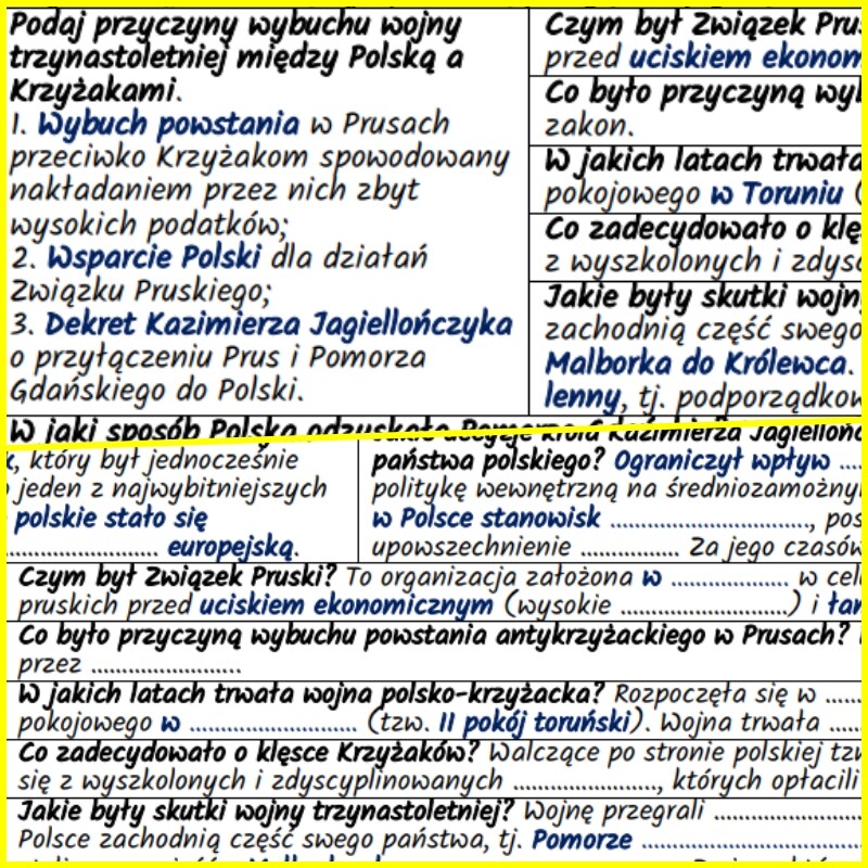 Dynastia Jagiellonów w Polsce w XV w. – notatki i karta pracy