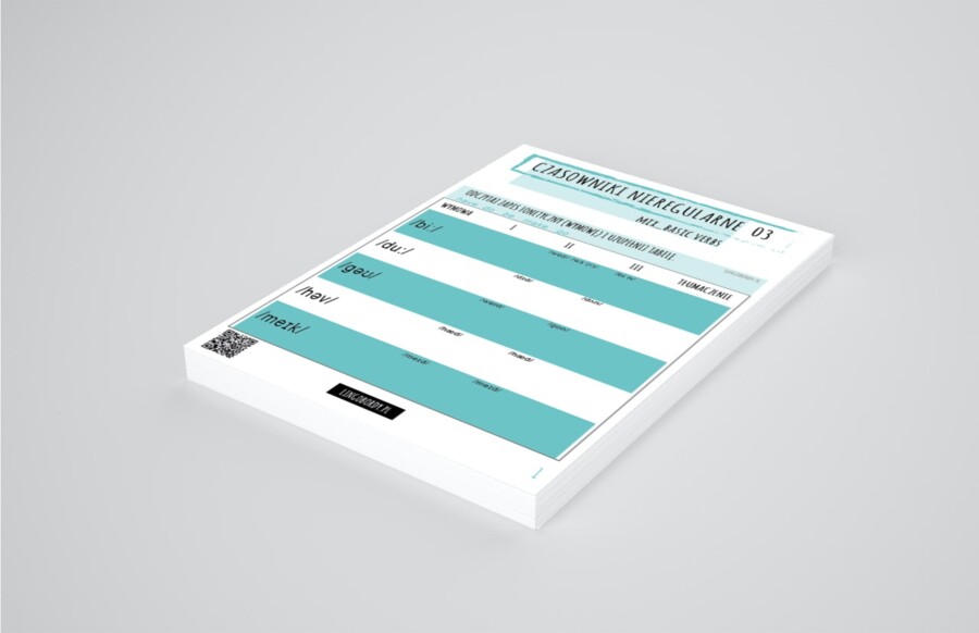 CZASOWNIKI NIEREGULARNE 03 – tabelki wg grup – do uzupełnienia