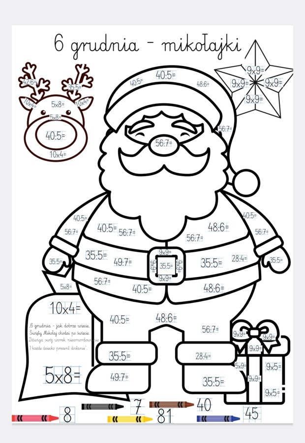 mikołajki - mnożenie i dzielenie w zakresie 100