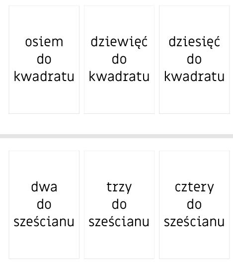 63 fiszki powtórzeniowe do E8 - potęgi
