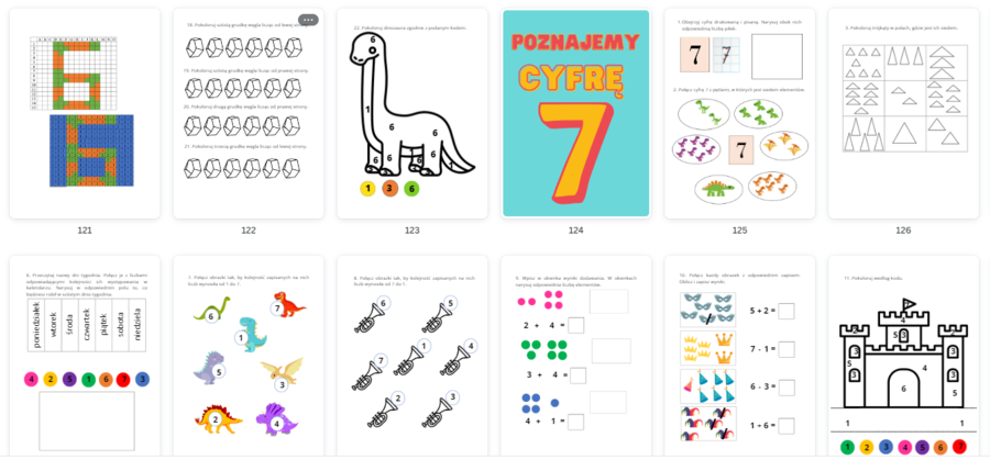 Ponad 200 stron zadań z cyframi od 0 do 9 oraz liczbą 10