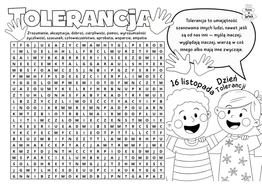 Dzień Tolerancji - karta pracy klasy 4-8
