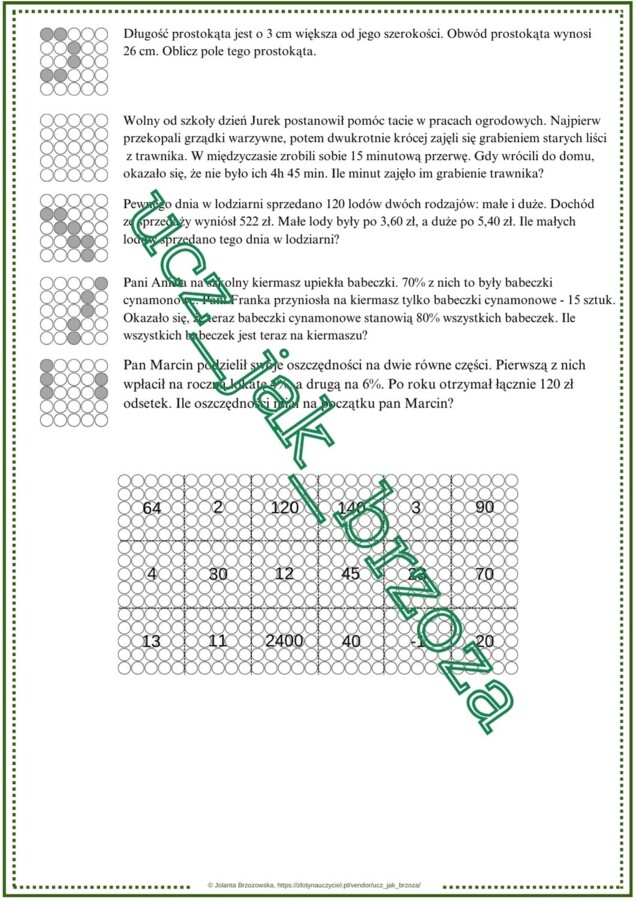 Równania, rozwiązywanie zadań tekstowych za pomocą równań, karta pracy, kodowanie, praca w grupach, klasa 7