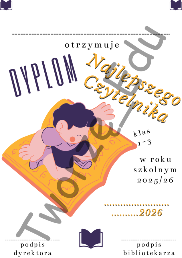 Dyplom Najlepszej Czytelniczki i Najlepszego Czytelnika