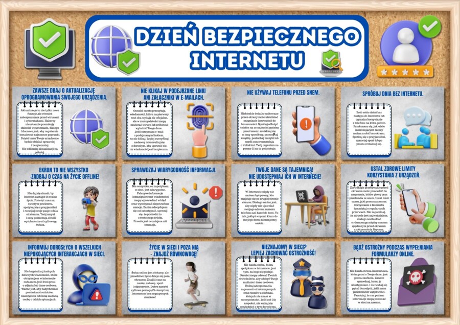 DZIEŃ BEZPIECZNEGO INTERNETU - zestaw materiałów (duży napis + 26 plansz)
