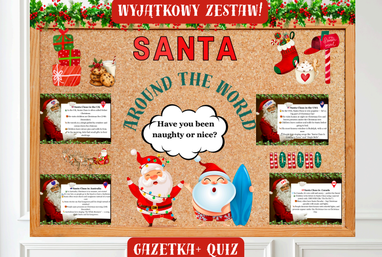 🎁 Zestaw 3 Gazetek Edukacyjnych – „Happy Thanksgiving” + „Santa Around the World” + „Winter Idioms”|Aż 88 stron do druku| ✔ trzy pełne, sezonowe gazetki – jesienna, zimowa i mikołajowa ✔ gotowe materiały do druku w wysokiej jakości ✔ atrakcyjna wizualnie