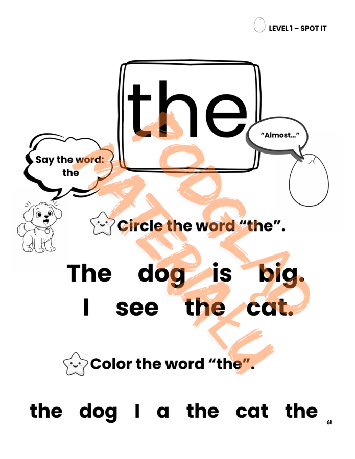 Dot & Read Level 1 – alfabet angielski i pierwsze sight words | 81 stron PDF | 3–7 lat
