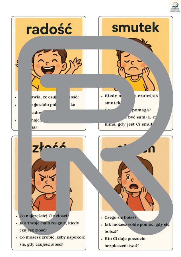 Karty Emocji – zestaw edukacyjno-terapeutyczny kl. 1-3 - TUS, zajęcia rozwijające kompetencje emocjonalno- społeczne itp.- pedagog, psycholog