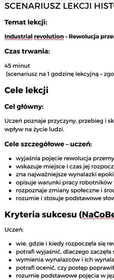 H703 scenariusz Rewolucja przemysłowa