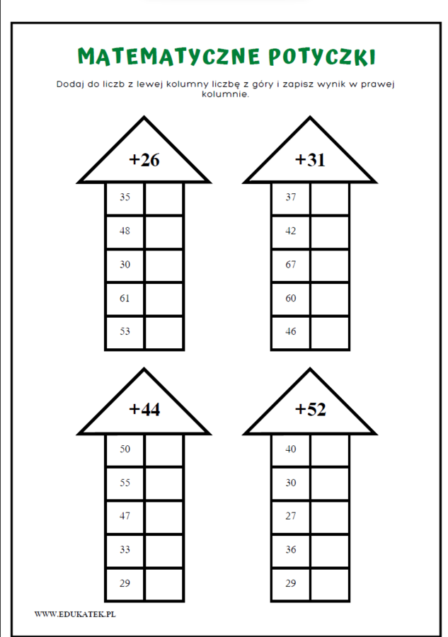 Matematyczne potyczki - dodawanie i odejmowanie