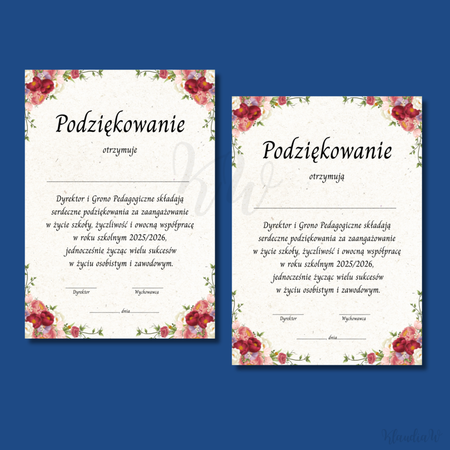 Podziękowania dla Rodziców - szkoła