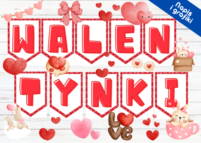 Walentynki - Napis - Girlanda - Dekoracje