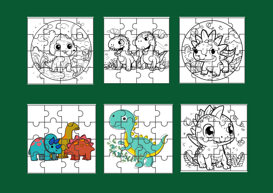 DZIEŃ DINOZAURA – PUZZLE – 26 obrazków – ćwiczenia redakcyjne