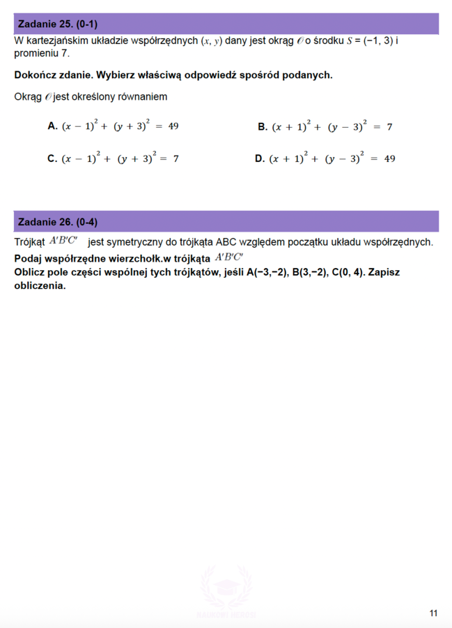 Arkusz próbny z matematyki nr 3