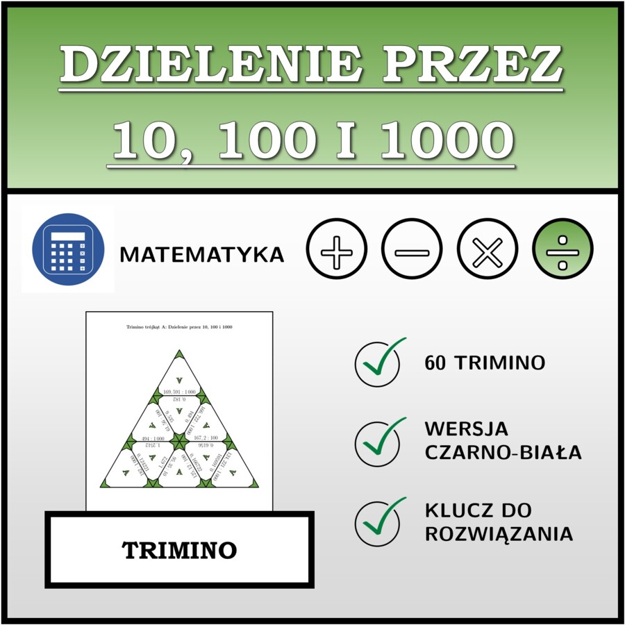 Trimino - Dzielenie przez 10, 100 i 1000 | matematyka
