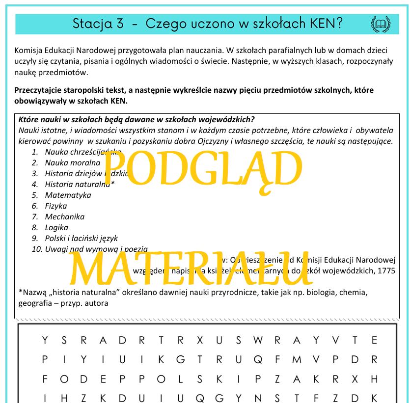 Komisja Edukacji Narodowej - stacje zadaniowe
