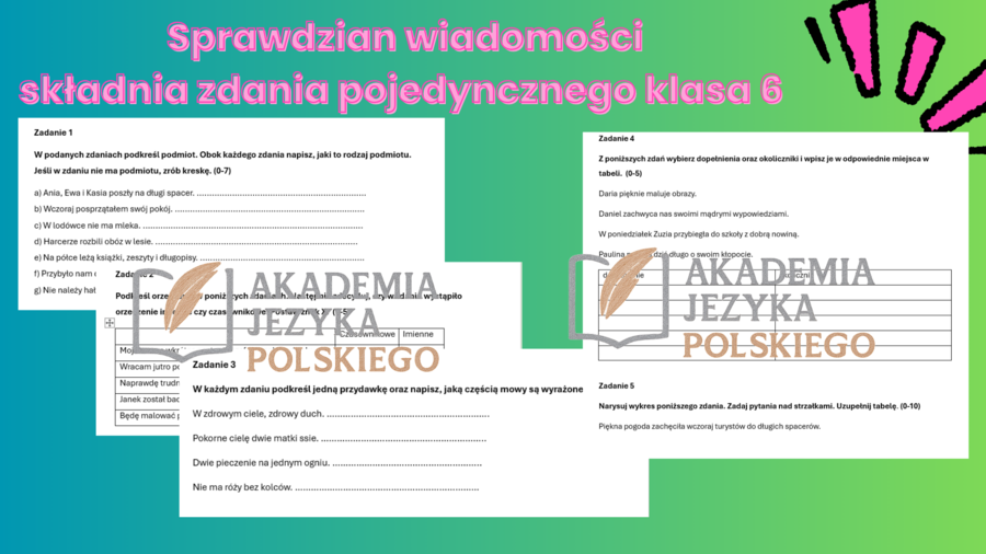 Zdanie pojedyncze sprawdzian klasa 6