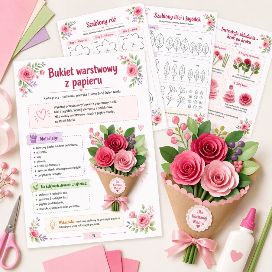 Bukiet warstwowy z papieru