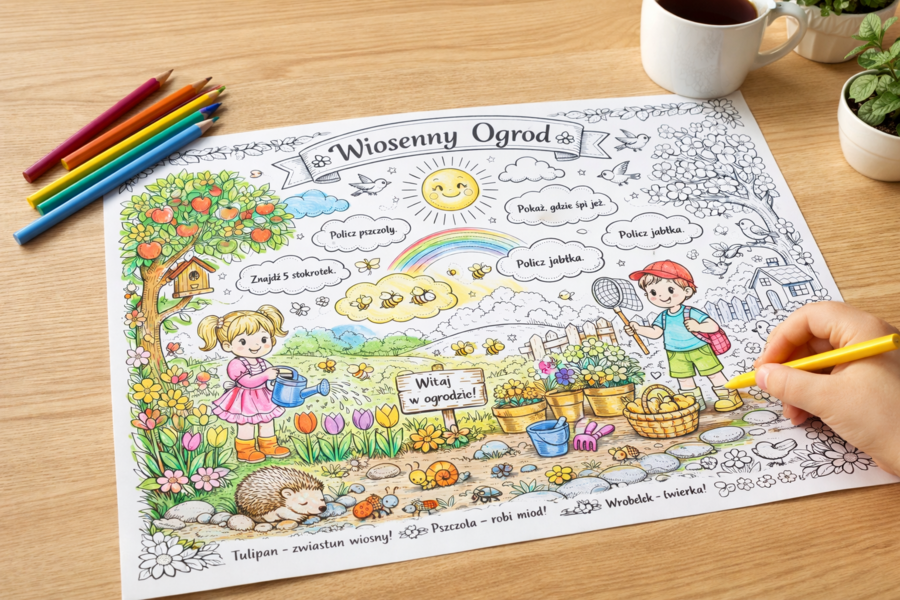 Kolorowanka "Wiosenny ogród"