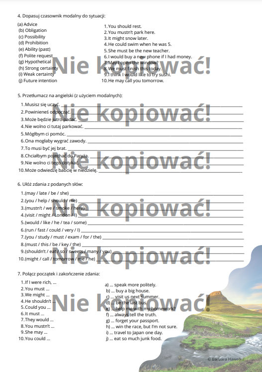 Karta pracy: Modal Verbs w akcji! B1