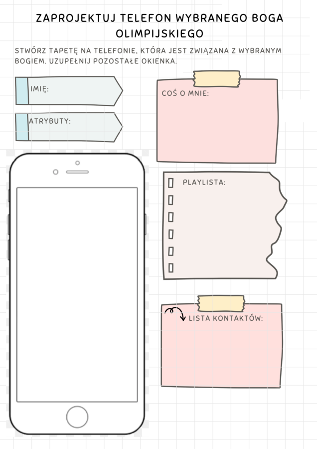 Mitologia grecka - telefon boga olimpijskiego - karta pracy