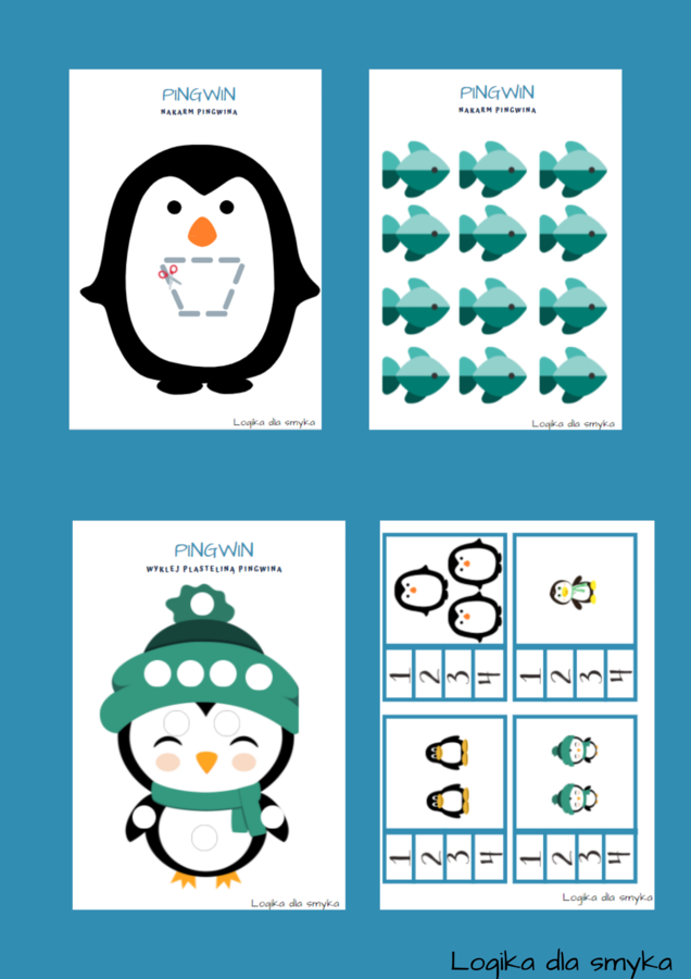 Pingwin - kreatywne karty pracy