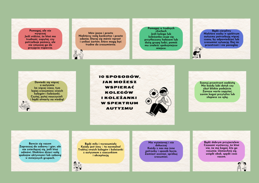 Gazetka " 10 postaw wspierających osoby w spektrum autyzmu"