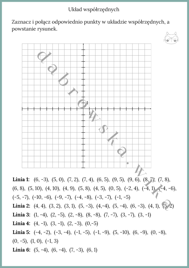 Układ współrzędnych - karta pracy
