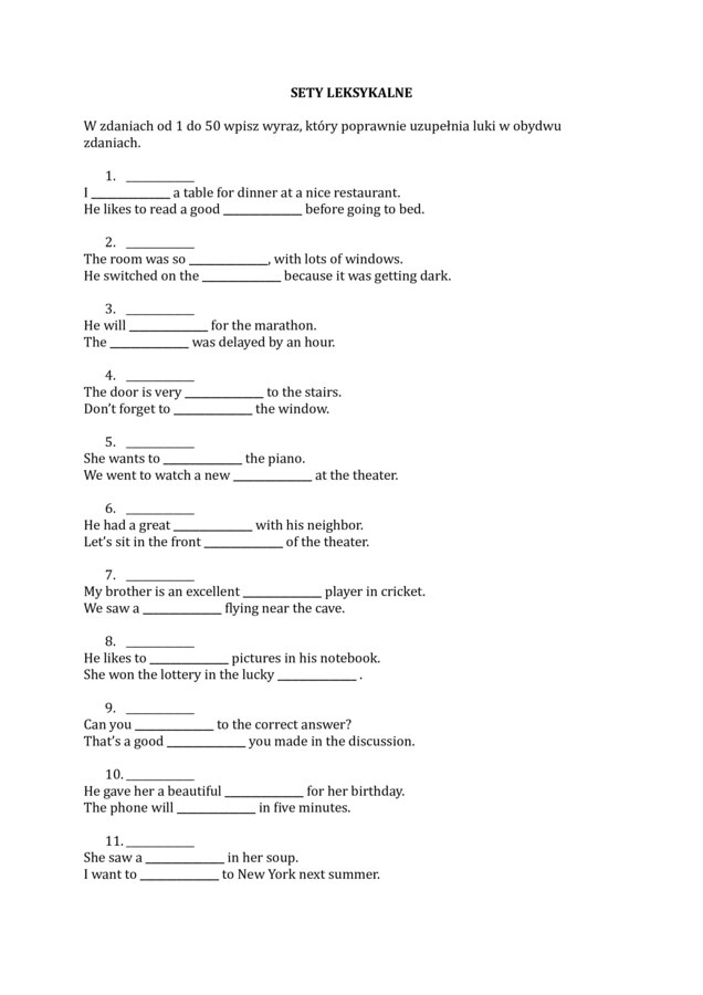 SETY LEKSYKALNE - MATURA PODSTAWOWA (ODPOWIEDZI)