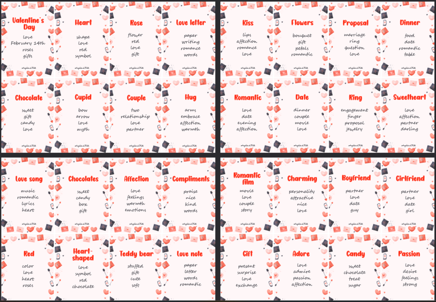 St. Valentine’s Day (Walentynki) gra Taboo 3 /68 kart