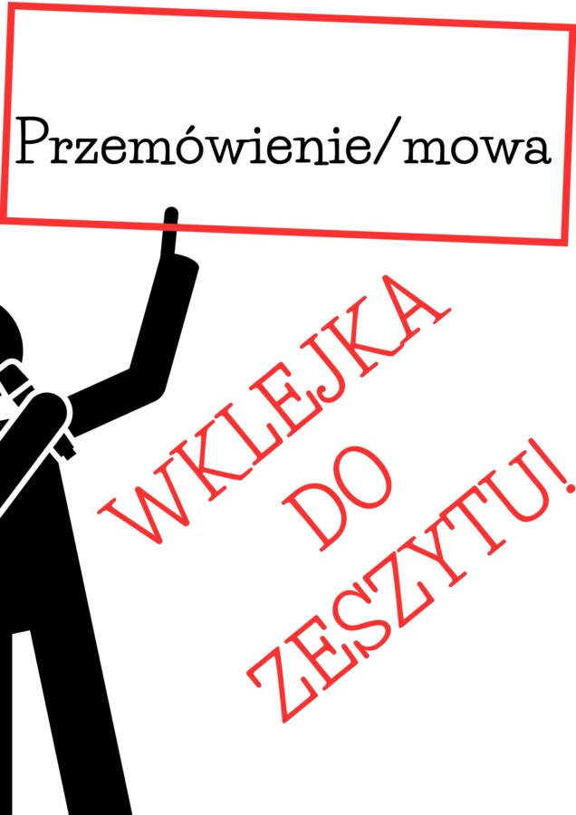 Przemówienie - wklejka do zeszytu. Schemat budowy i słownictwo!
