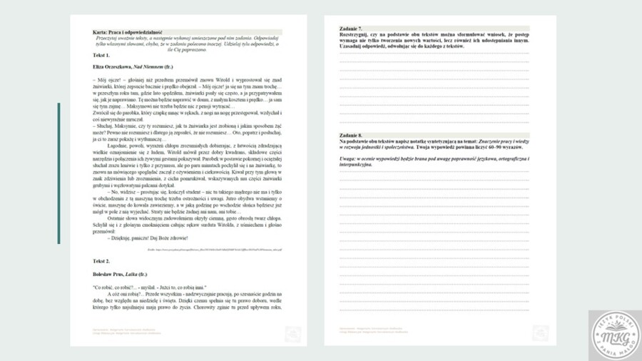 Karta pracy "Praca i odpowiedzialność"