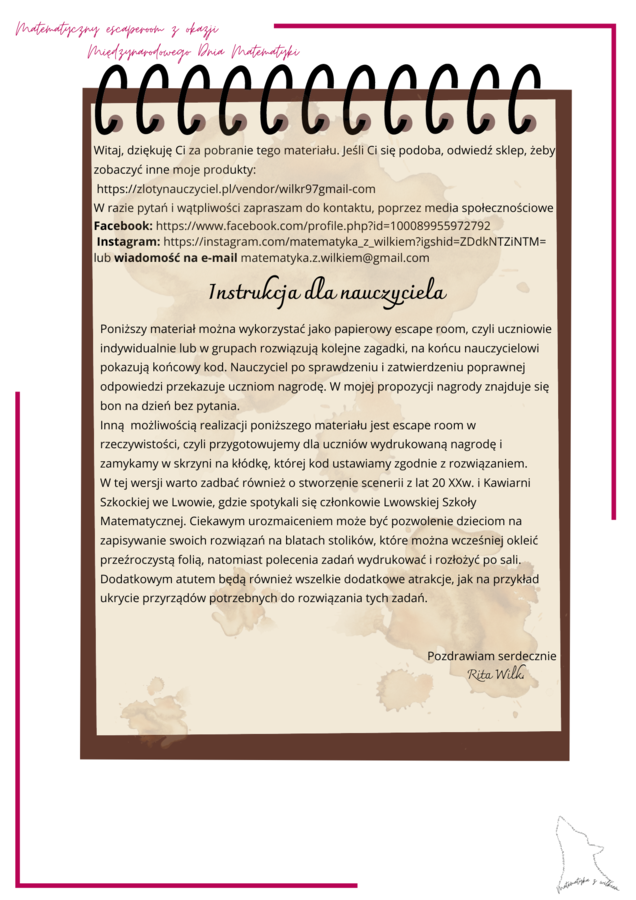 Matematyczny escape room z okazji Dnia Matematyki dla klas 4-6