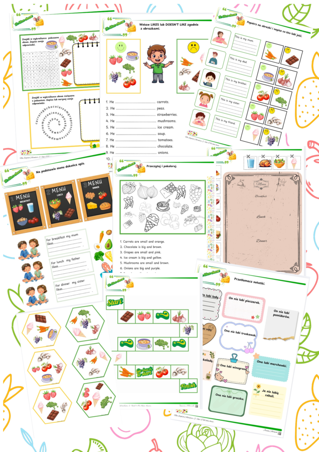 Karty pracy- New English Adventure 2 Unit 6 He likes cheese