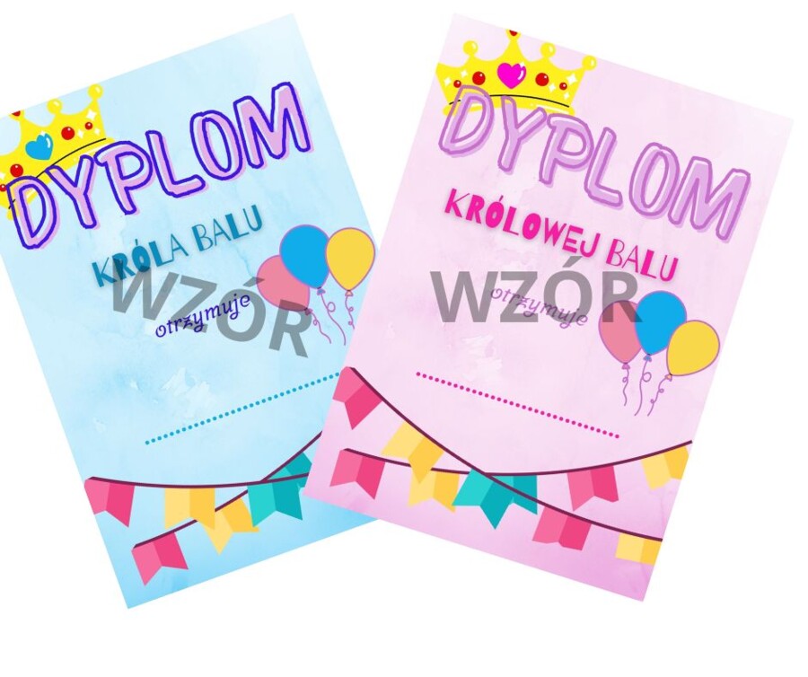 Dyplom króla i królowej balu + girlanda