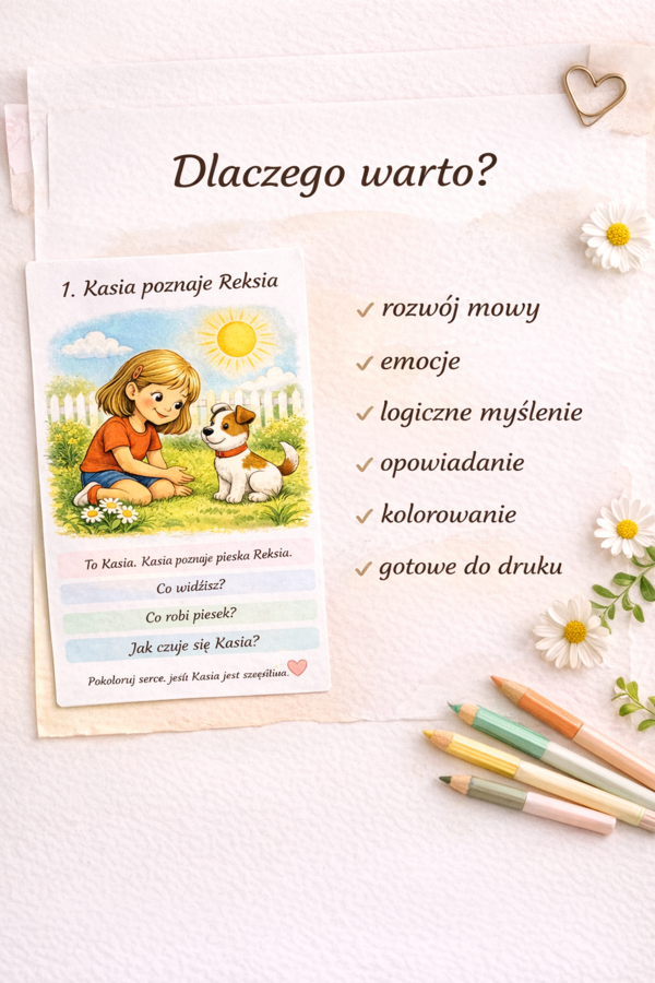 Kasia ma pieska Reksia – karty opowiadania obrazkowego