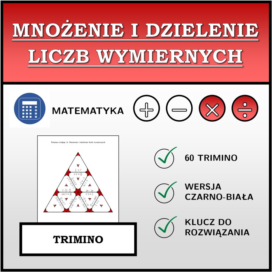 Trimino - Mnożenie i dzielenie liczb wymiernych | matematyka